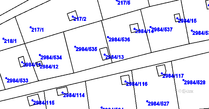 Parcela st. 2984/13 v KÚ Tachov, Katastrální mapa