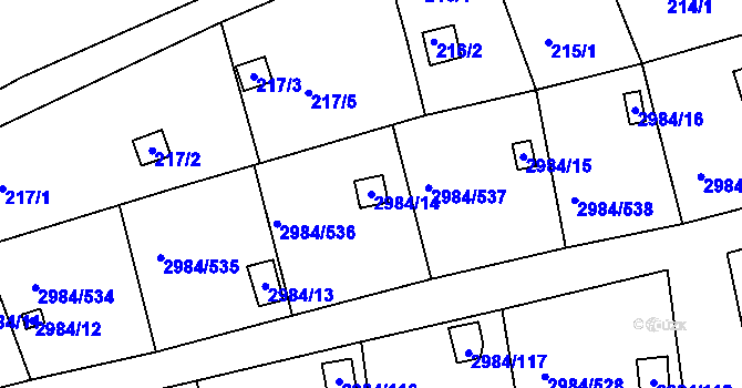 Parcela st. 2984/14 v KÚ Tachov, Katastrální mapa