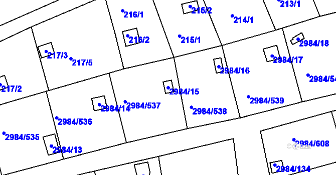 Parcela st. 2984/15 v KÚ Tachov, Katastrální mapa