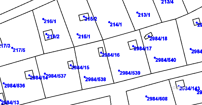 Parcela st. 2984/16 v KÚ Tachov, Katastrální mapa