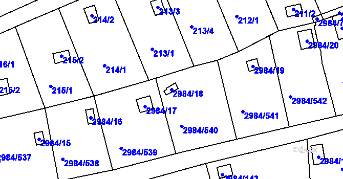 Parcela st. 2984/18 v KÚ Tachov, Katastrální mapa