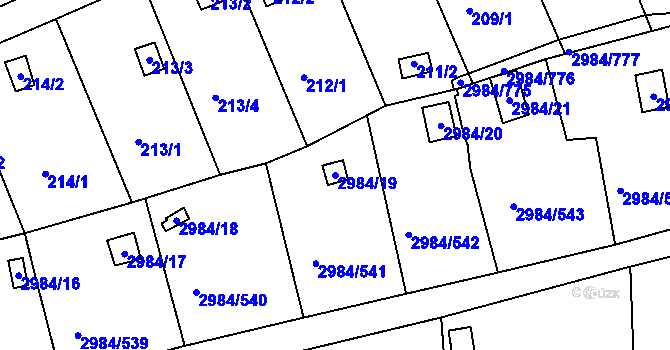 Parcela st. 2984/19 v KÚ Tachov, Katastrální mapa