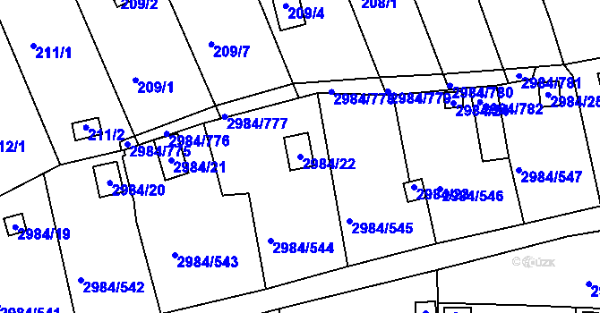 Parcela st. 2984/22 v KÚ Tachov, Katastrální mapa