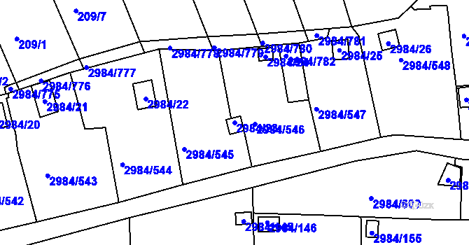 Parcela st. 2984/23 v KÚ Tachov, Katastrální mapa
