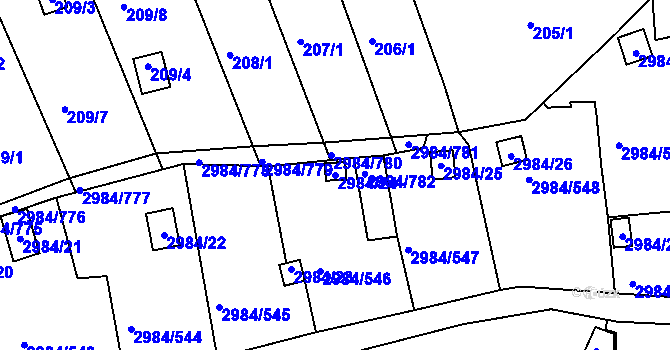 Parcela st. 2984/24 v KÚ Tachov, Katastrální mapa