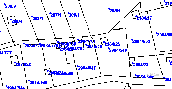 Parcela st. 2984/25 v KÚ Tachov, Katastrální mapa