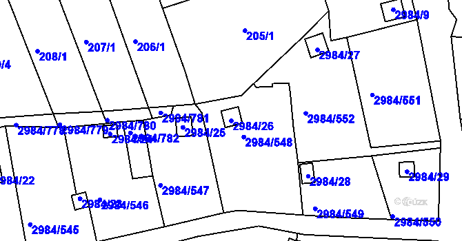 Parcela st. 2984/26 v KÚ Tachov, Katastrální mapa