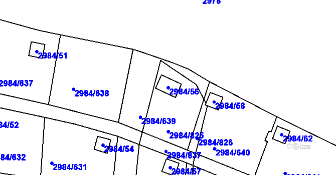 Parcela st. 2984/56 v KÚ Tachov, Katastrální mapa
