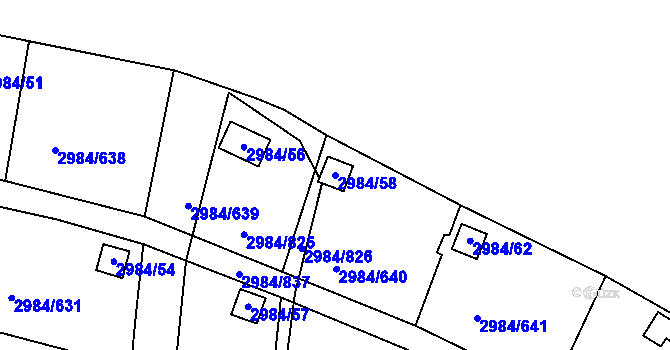 Parcela st. 2984/58 v KÚ Tachov, Katastrální mapa