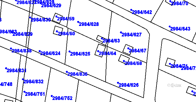 Parcela st. 2984/64 v KÚ Tachov, Katastrální mapa