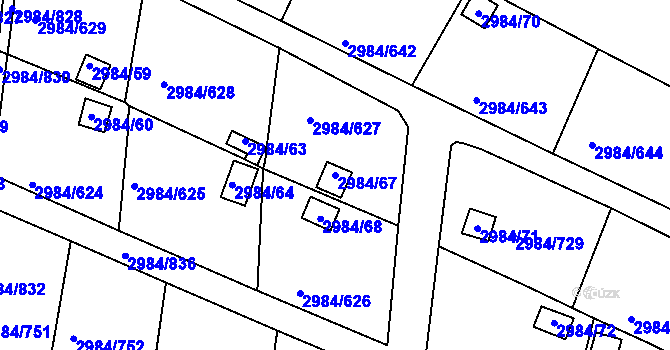 Parcela st. 2984/67 v KÚ Tachov, Katastrální mapa