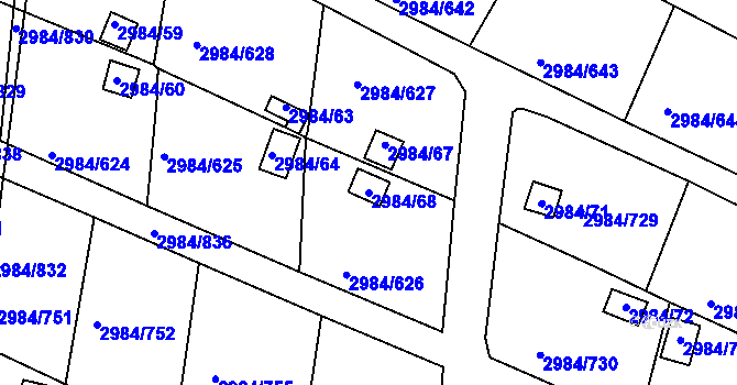 Parcela st. 2984/68 v KÚ Tachov, Katastrální mapa