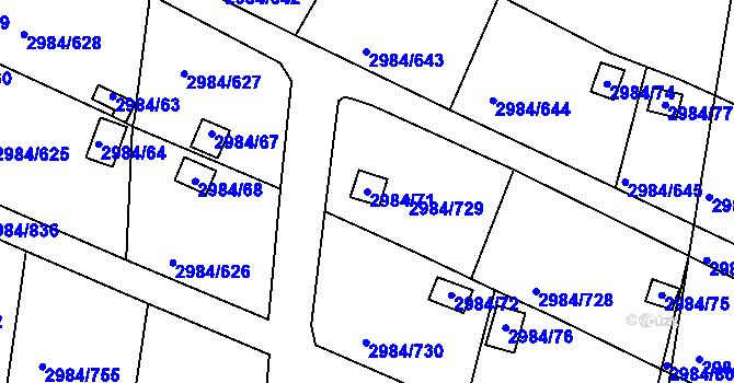Parcela st. 2984/71 v KÚ Tachov, Katastrální mapa