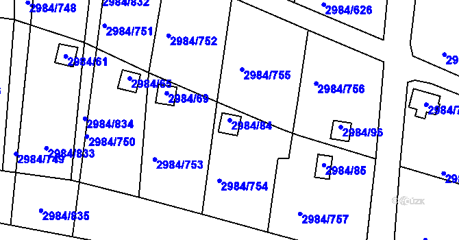 Parcela st. 2984/84 v KÚ Tachov, Katastrální mapa