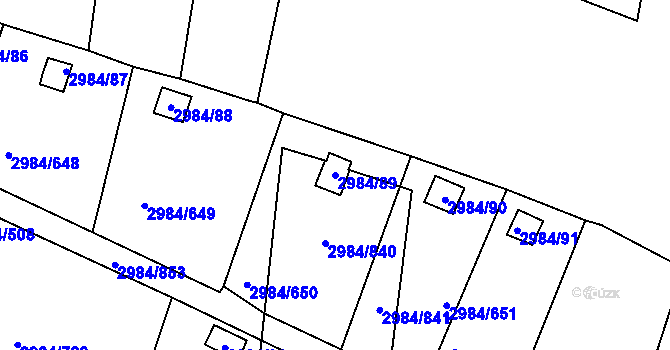 Parcela st. 2984/89 v KÚ Tachov, Katastrální mapa