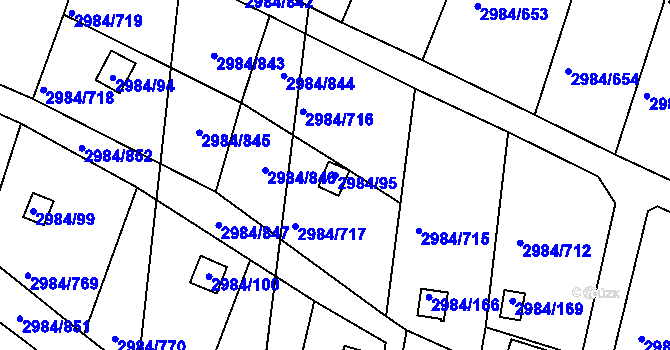 Parcela st. 2984/95 v KÚ Tachov, Katastrální mapa