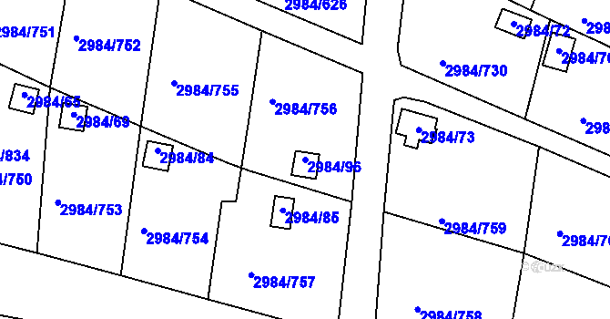 Parcela st. 2984/96 v KÚ Tachov, Katastrální mapa