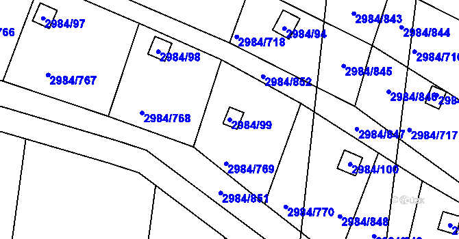 Parcela st. 2984/99 v KÚ Tachov, Katastrální mapa