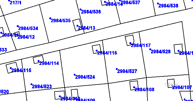 Parcela st. 2984/116 v KÚ Tachov, Katastrální mapa