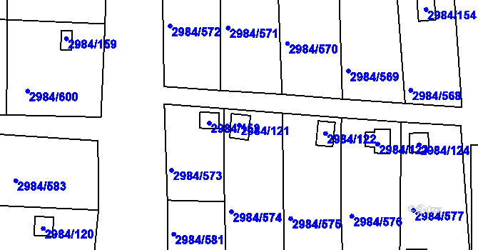 Parcela st. 2984/121 v KÚ Tachov, Katastrální mapa