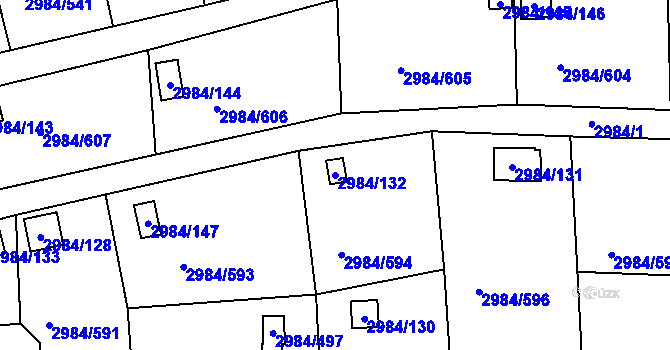 Parcela st. 2984/132 v KÚ Tachov, Katastrální mapa