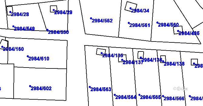 Parcela st. 2984/135 v KÚ Tachov, Katastrální mapa