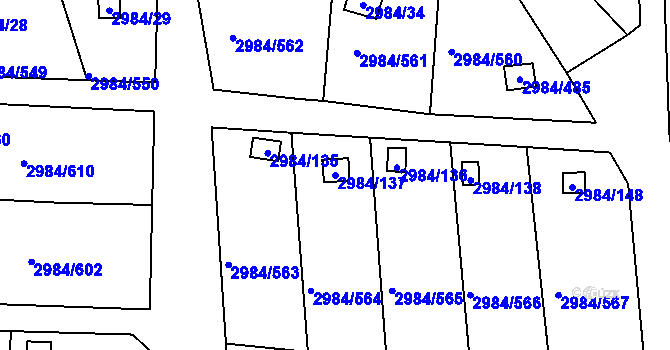 Parcela st. 2984/137 v KÚ Tachov, Katastrální mapa