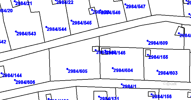 Parcela st. 2984/145 v KÚ Tachov, Katastrální mapa