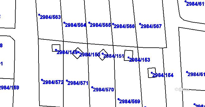 Parcela st. 2984/151 v KÚ Tachov, Katastrální mapa