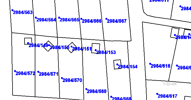Parcela st. 2984/153 v KÚ Tachov, Katastrální mapa