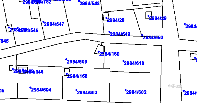 Parcela st. 2984/160 v KÚ Tachov, Katastrální mapa