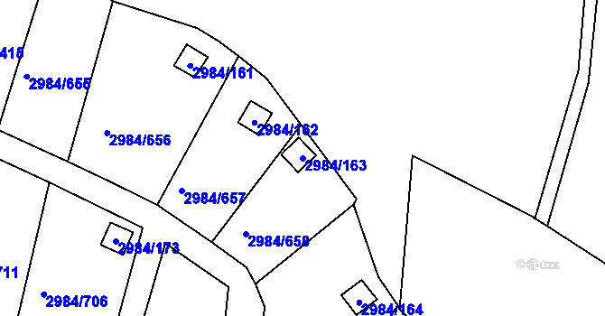 Parcela st. 2984/163 v KÚ Tachov, Katastrální mapa