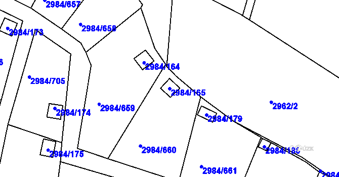 Parcela st. 2984/165 v KÚ Tachov, Katastrální mapa