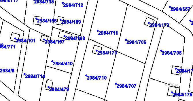 Parcela st. 2984/170 v KÚ Tachov, Katastrální mapa