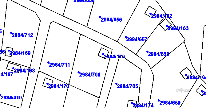 Parcela st. 2984/173 v KÚ Tachov, Katastrální mapa