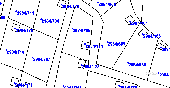 Parcela st. 2984/174 v KÚ Tachov, Katastrální mapa