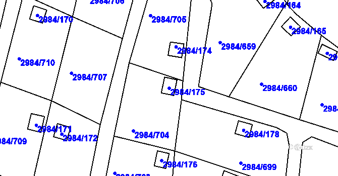 Parcela st. 2984/175 v KÚ Tachov, Katastrální mapa