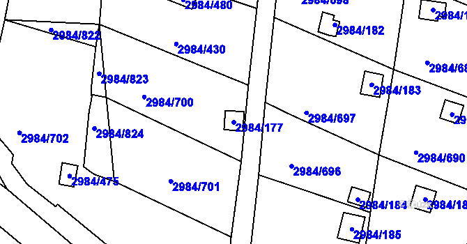 Parcela st. 2984/177 v KÚ Tachov, Katastrální mapa