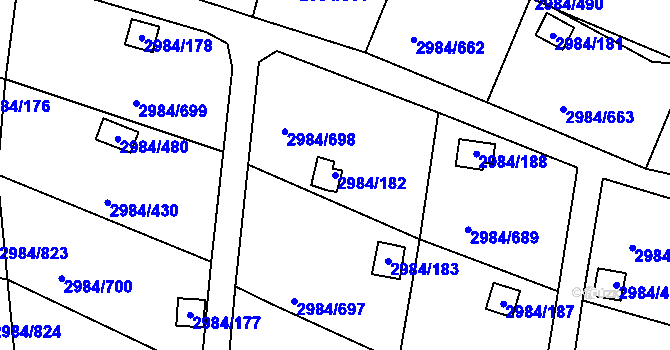 Parcela st. 2984/182 v KÚ Tachov, Katastrální mapa