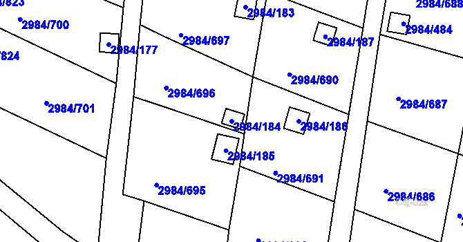 Parcela st. 2984/184 v KÚ Tachov, Katastrální mapa