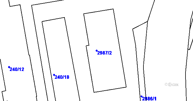 Parcela st. 2987/2 v KÚ Tachov, Katastrální mapa