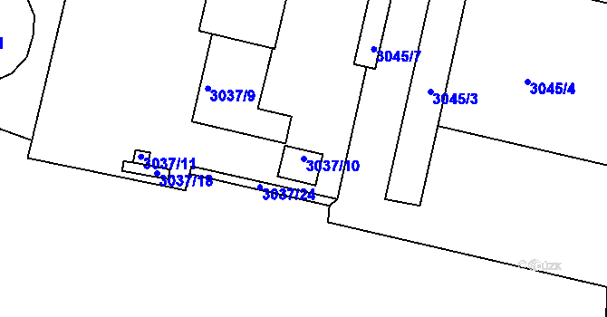 Parcela st. 3037/10 v KÚ Tachov, Katastrální mapa