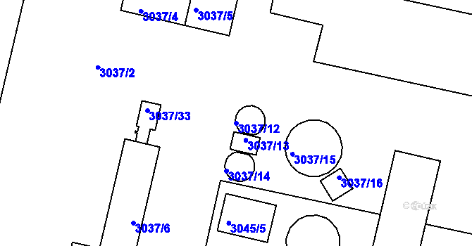 Parcela st. 3037/12 v KÚ Tachov, Katastrální mapa