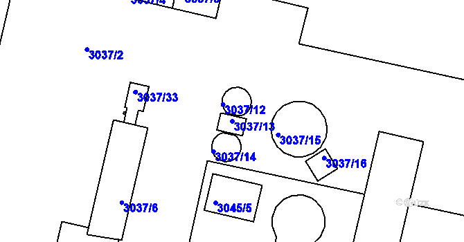 Parcela st. 3037/13 v KÚ Tachov, Katastrální mapa