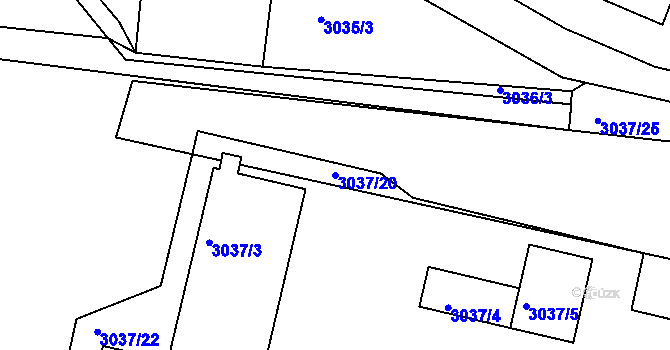 Parcela st. 3037/20 v KÚ Tachov, Katastrální mapa