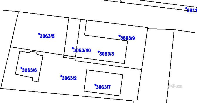Parcela st. 3063/3 v KÚ Tachov, Katastrální mapa