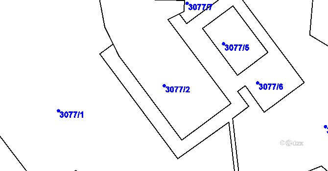 Parcela st. 3077/2 v KÚ Tachov, Katastrální mapa