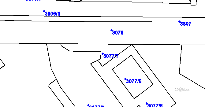Parcela st. 3077/7 v KÚ Tachov, Katastrální mapa