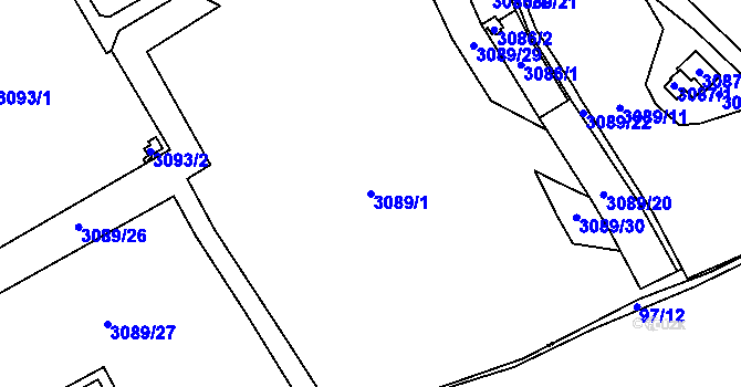 Parcela st. 3089/1 v KÚ Tachov, Katastrální mapa