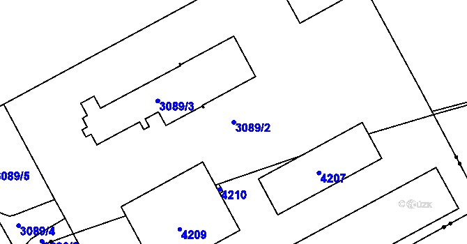 Parcela st. 3089/2 v KÚ Tachov, Katastrální mapa